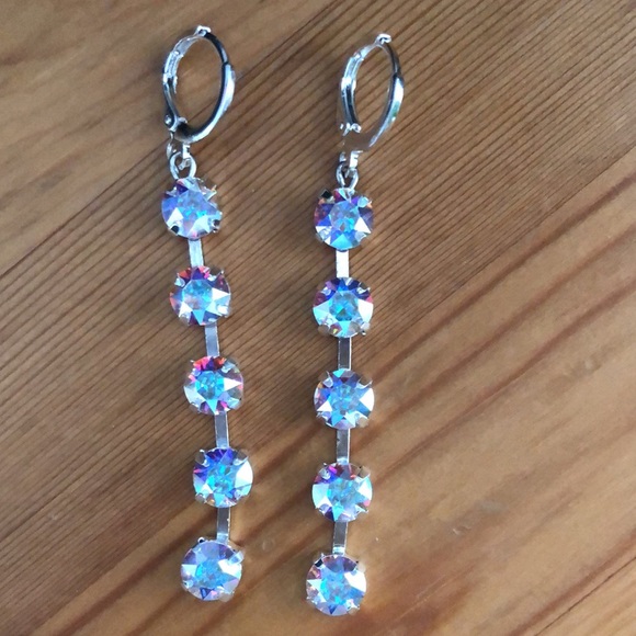 Aurora Borealis Crystal Drop Earrings - Picture 12 of 13